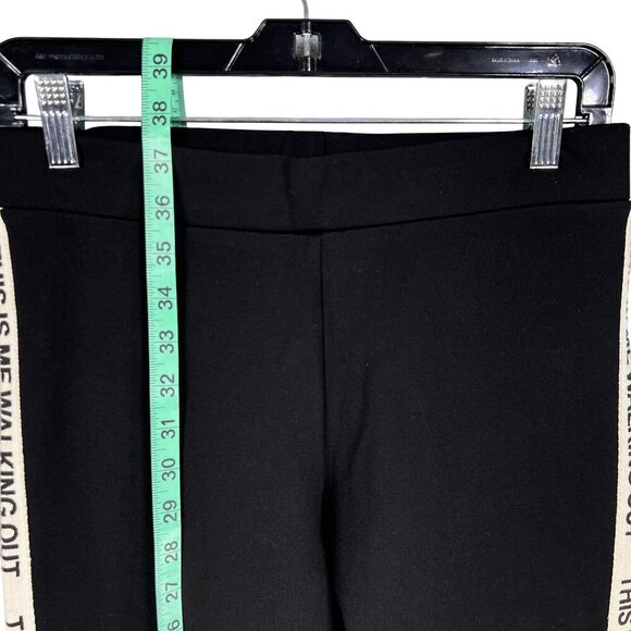 Zara Women L Black Yoga Pants High Waist Edgy Side Text "This Is Me Walking Out" - Picture 13 of 16